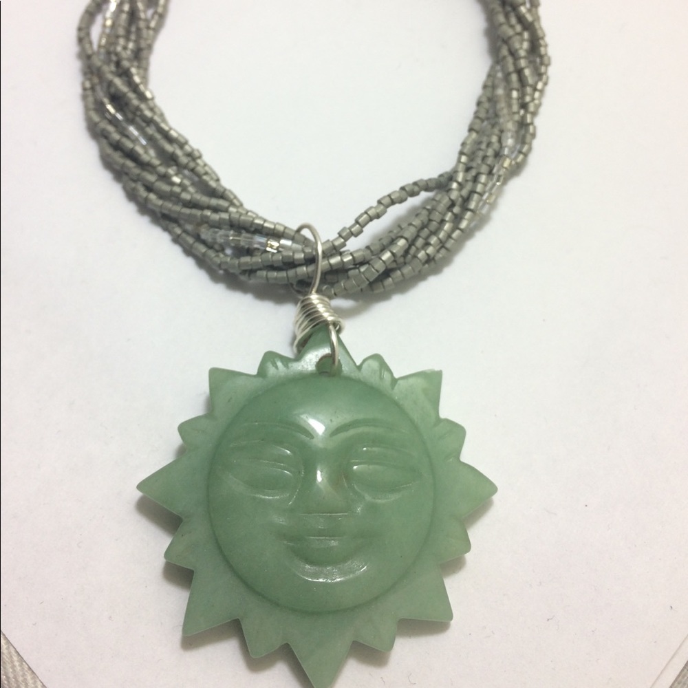 Carved Natural Aventurine Pendant Necklace